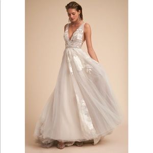 BHLDN Hearst gown in silver